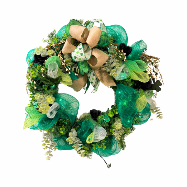 20" Emerald Twilight St. Patrick's Day Wreath - Image 3