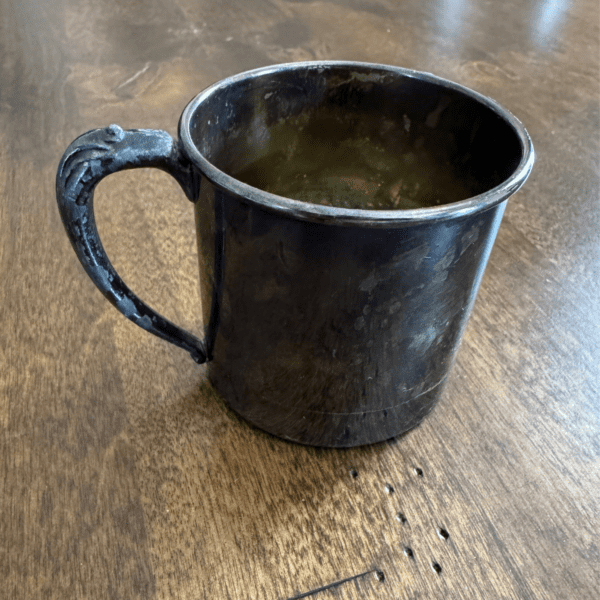 Vintage Oneida Community EPNS Silver Plated Cup | Antique Electro Plated Nickel Silver Mug with Patina, Rustic Farmhouse Decor