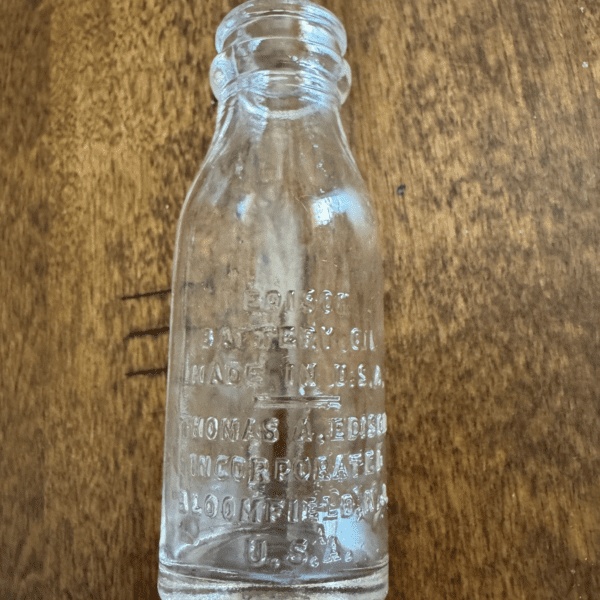 Vintage Thomas Edison Battery Oil Bottle | Clear Glass Edison Battery Oil Bottle | Antique Glass Bottle Decor - Image 4