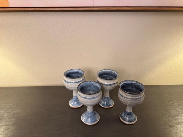 Handmade Stoneware Goblets – Rustic Blue Glaze (Set of 4) - Image 3