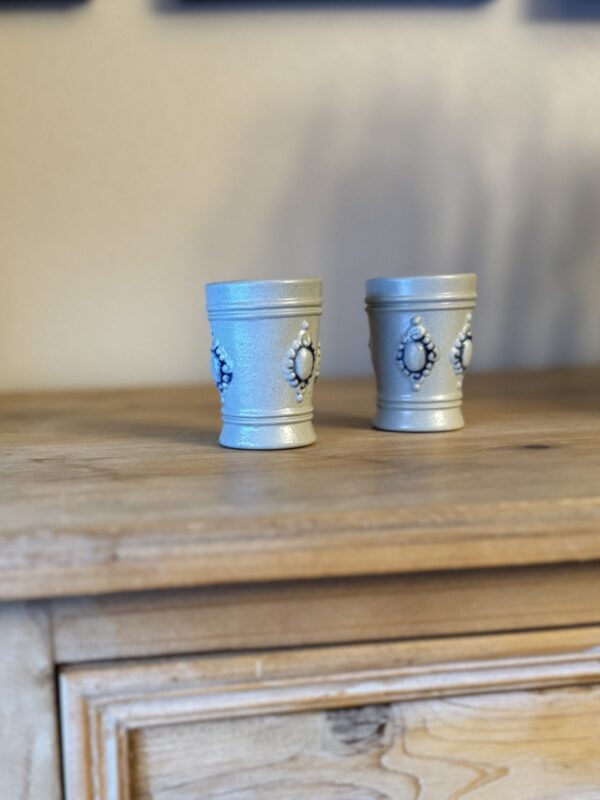 Vintage-Inspired Ceramic Shot Glass Set – Handcrafted Pottery with Ornate Embossed Detailing (Set of 2) - Image 6