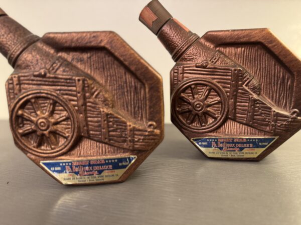 Set of 2 Vintage Cannon Decanters – Ph. Boileux Deluxe Brandy – 1960s Collectible Ceramic Bottles - Image 6